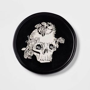 Halloween Skull 6" Stoneware Appetizer Plate nwt trinket tray